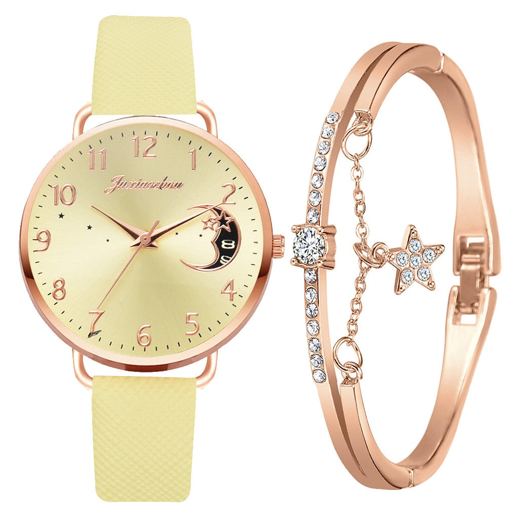 UHR MIT MONDÜBERTRAGUNG UND ARMBANDSET
