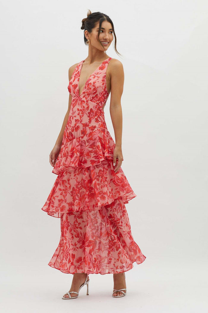 Romy™ - Maxikleid mit Riemen und Rüschen