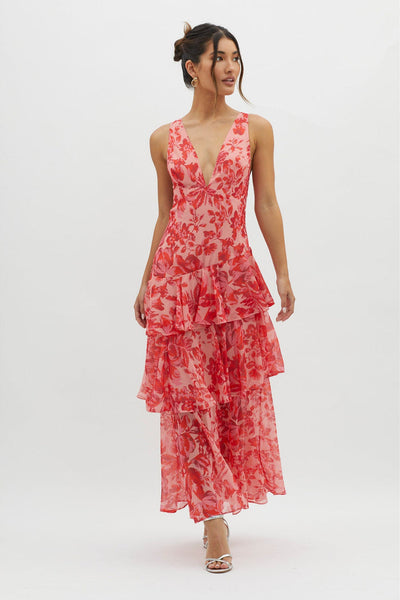 Romy™ - Maxikleid mit Riemen und Rüschen