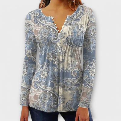 Juliane - V-Ausschnitt Bluse mit Ärmeln