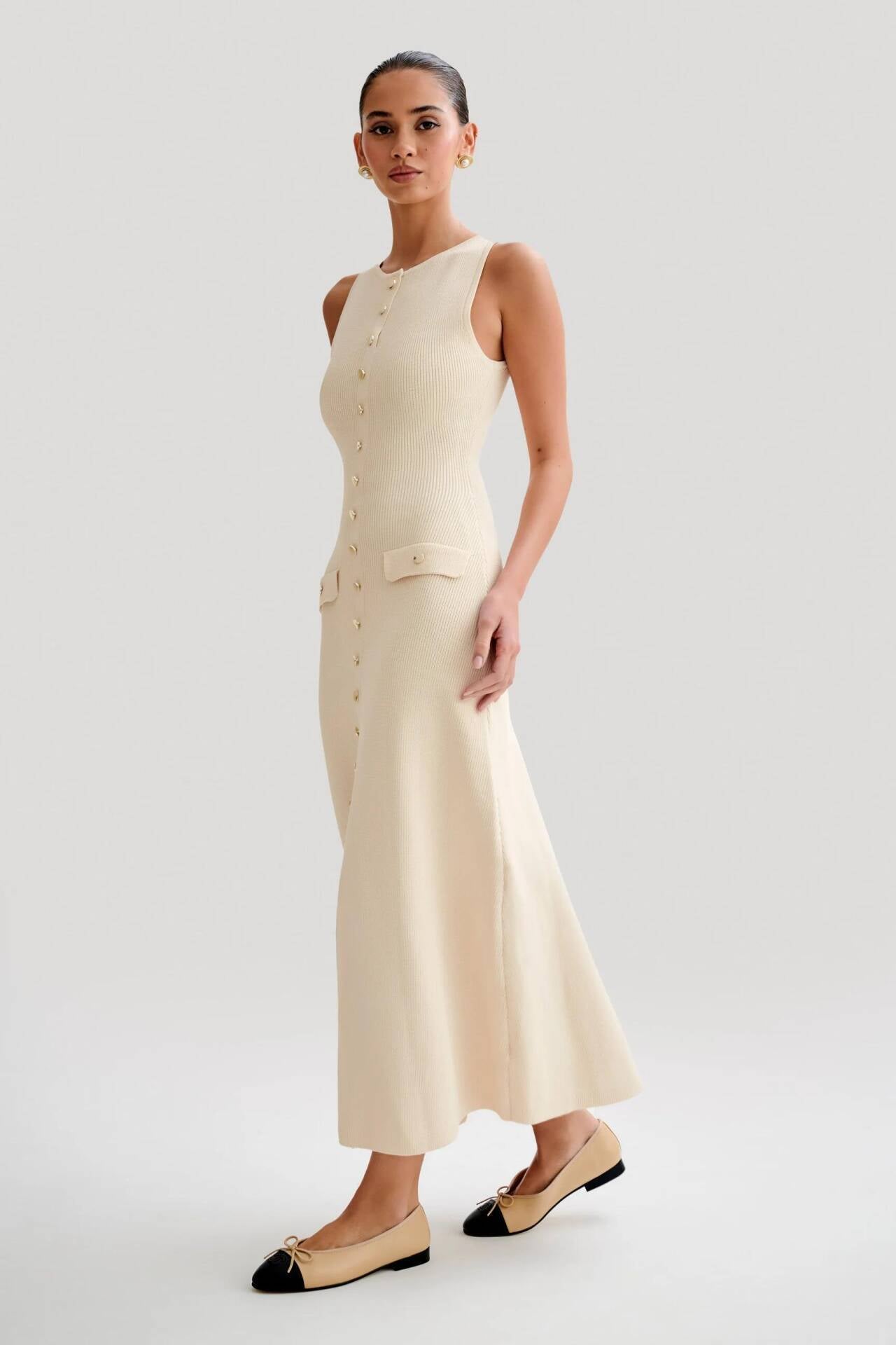 Nora™ – Strick Maxikleid ohne Ärmel