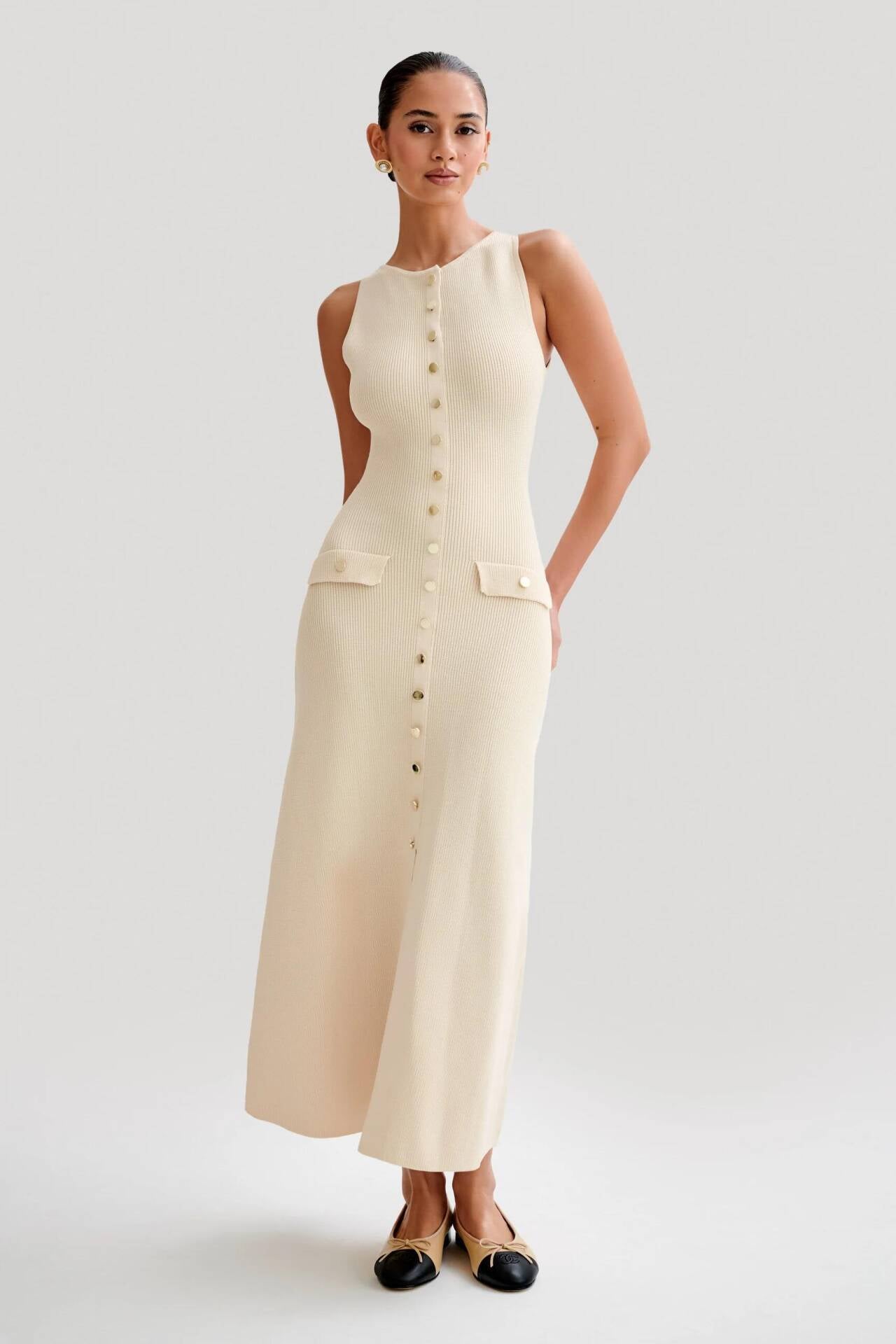 Anni™ - Strick Maxikleid ohne Ärmel