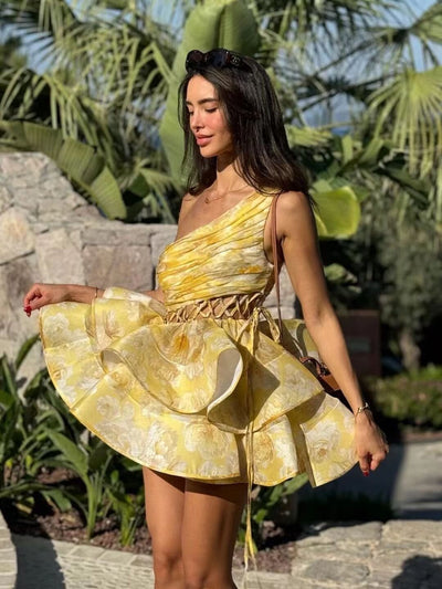 Maja™ - Floral One Shoulder Minikleid
