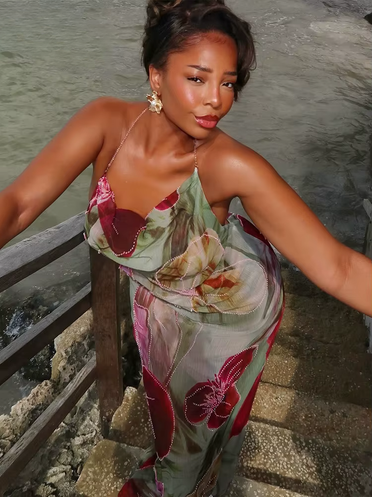 Isla™ - Rückenfreies Chiffon-Maxikleid