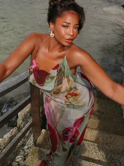 Isla™ - Rückenfreies Chiffon-Maxikleid