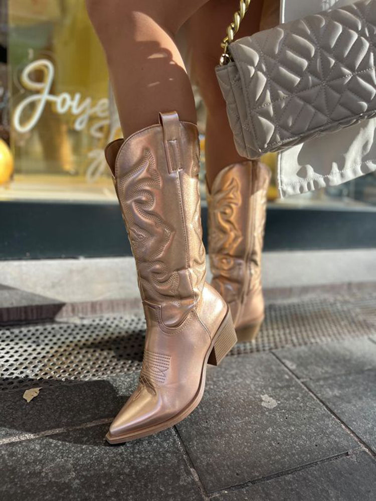 Sage™ - Elegante Cowboystiefel in Metallic-Optik