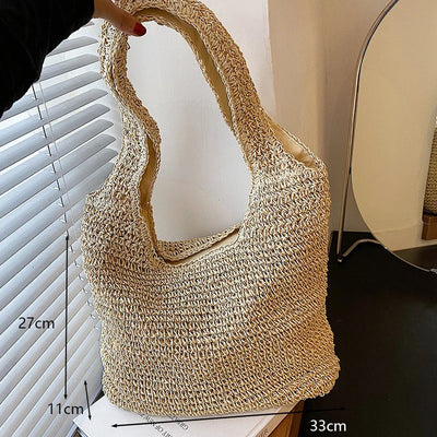 Mara™ - Strand Vintage Handmade Woven Shoulder Bag Raffia Rattan Shopping Bags Bohemian Ladies Summer Travel Vacation Casual Totes