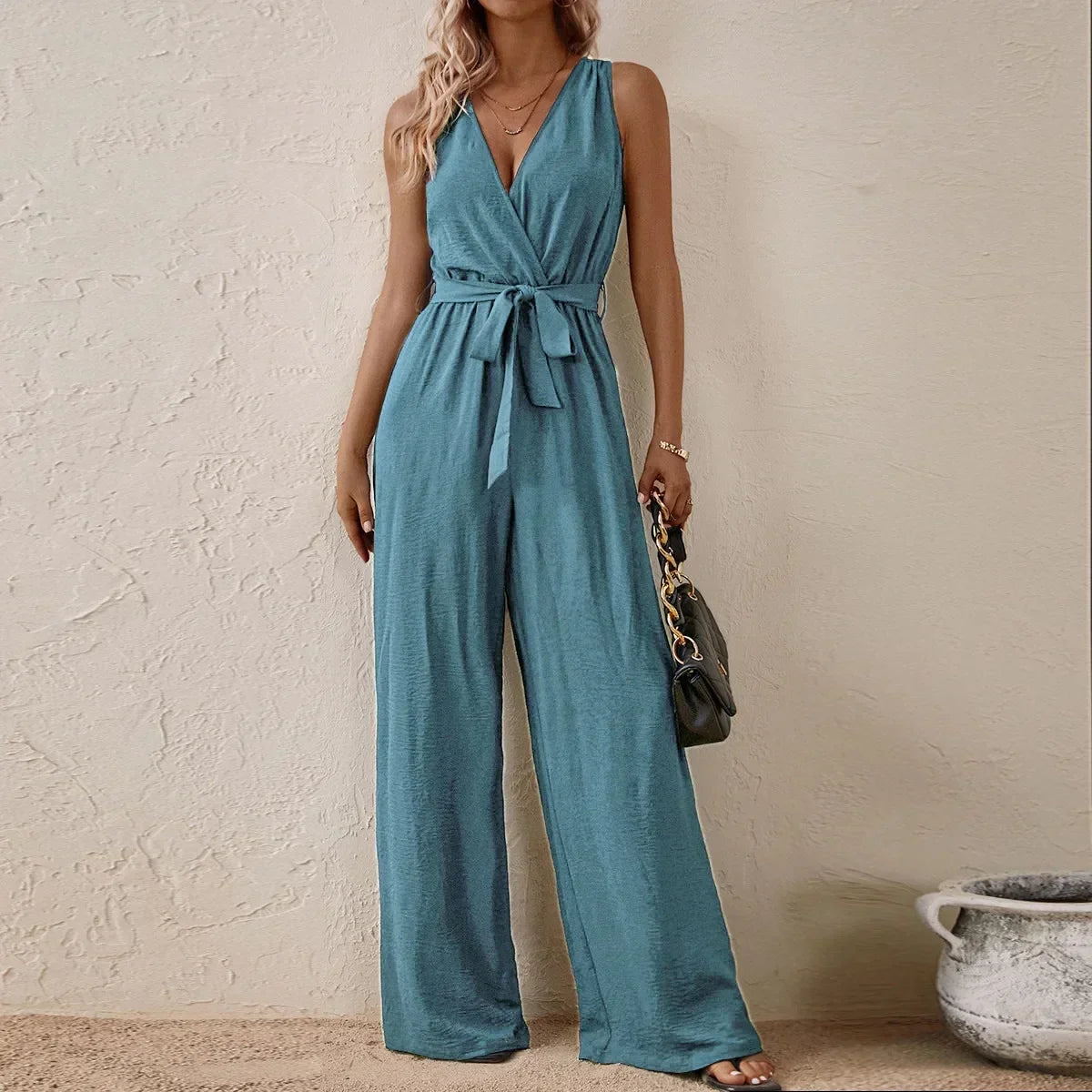 Solène™ - Leichter Sommer-Jumpsuit mit Bindegürtel