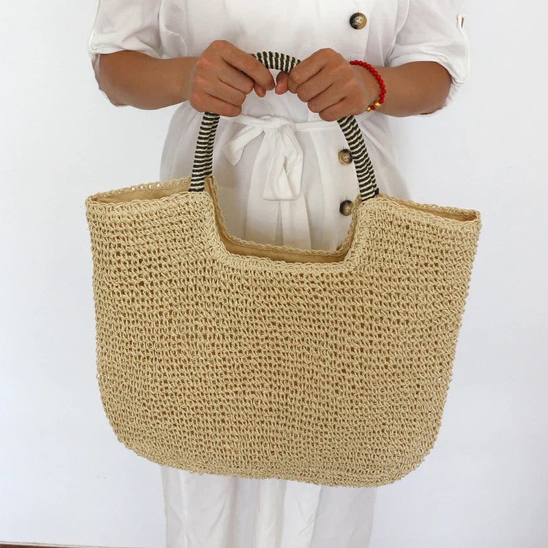 Mara™ - Strand Vintage Handmade Woven Shoulder Bag Raffia Rattan Shopping Bags Bohemian Ladies Summer Travel Vacation Casual Totes