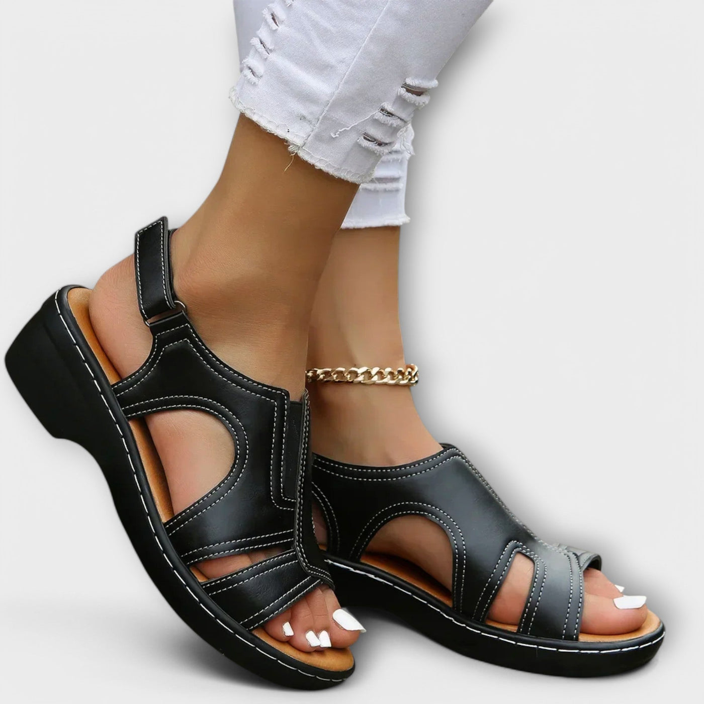 Chrisitina - Orthopädische Ledersandalen mit Komfortabsatz
