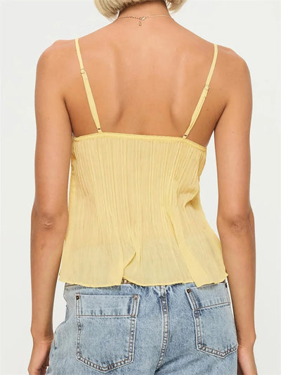 Lina™ - Plissiertes Top aus Spitze - Zartgelb