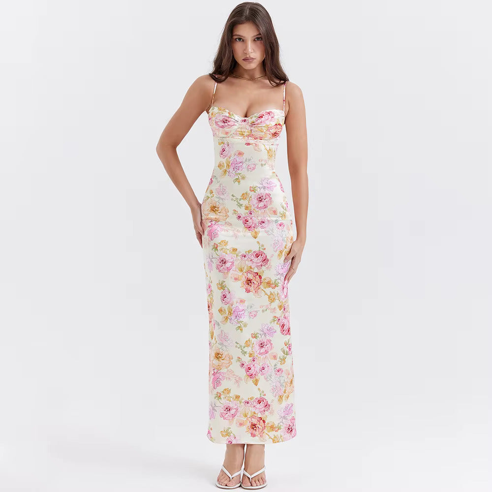 Lucy™ - Maxikleid aus Satin mit Blumenmusters