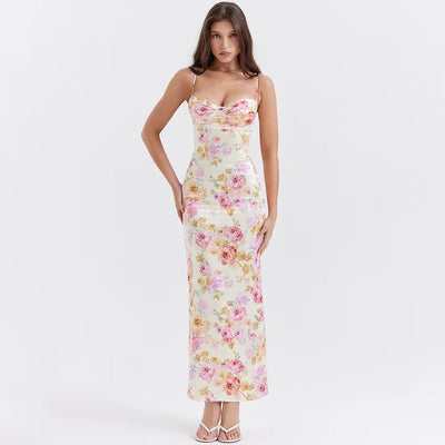 Lucy™ - Maxikleid aus Satin mit Blumenmusters