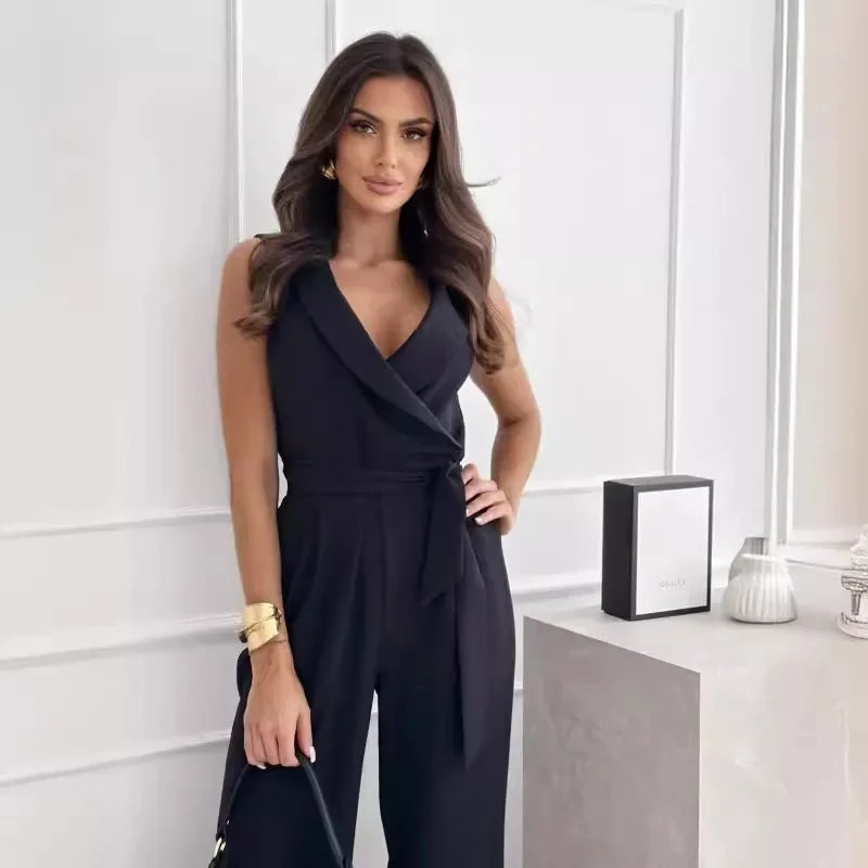 Julietta™ - Eleganter Wickel-Jumpsuit mit geknotetem Gürtel