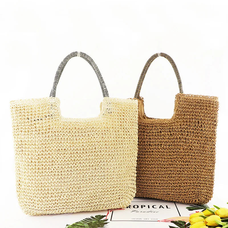Mara™ - Strand Vintage Handmade Woven Shoulder Bag Raffia Rattan Shopping Bags Bohemian Ladies Summer Travel Vacation Casual Totes