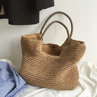Mara™ - Strand Vintage Handmade Woven Shoulder Bag Raffia Rattan Shopping Bags Bohemian Ladies Summer Travel Vacation Casual Totes