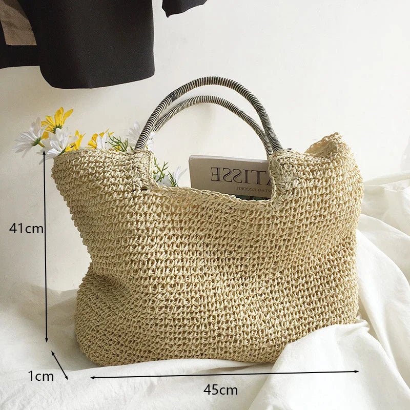 Mara™ - Strand Vintage Handmade Woven Shoulder Bag Raffia Rattan Shopping Bags Bohemian Ladies Summer Travel Vacation Casual Totes