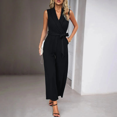 Delphine™ - Wickel-Jumpsuit mit Schleife und Reverskragen