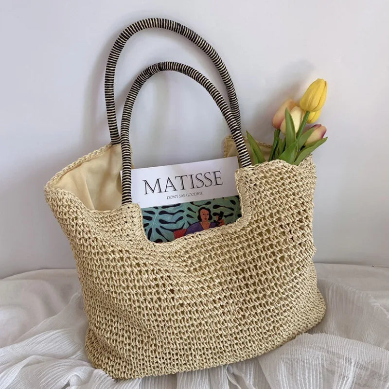 Mara™ - Strand Vintage Handmade Woven Shoulder Bag Raffia Rattan Shopping Bags Bohemian Ladies Summer Travel Vacation Casual Totes
