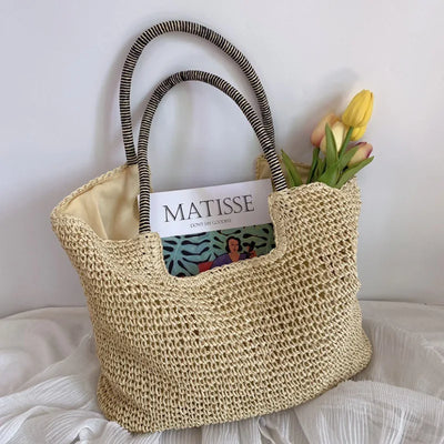 Mara™ - Strand Vintage Handmade Woven Shoulder Bag Raffia Rattan Shopping Bags Bohemian Ladies Summer Travel Vacation Casual Totes