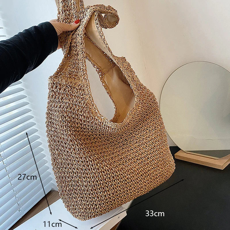 Mara™ - Strand Vintage Handmade Woven Shoulder Bag Raffia Rattan Shopping Bags Bohemian Ladies Summer Travel Vacation Casual Totes