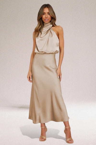 Lou™ - Glamouröses Satinkleid mit Neckholder