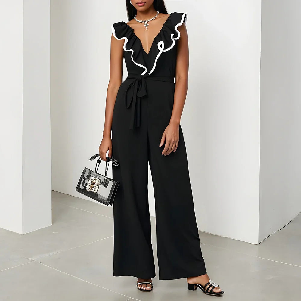 Merle™ - Schwarzer Jumpsuit mit Rüschen