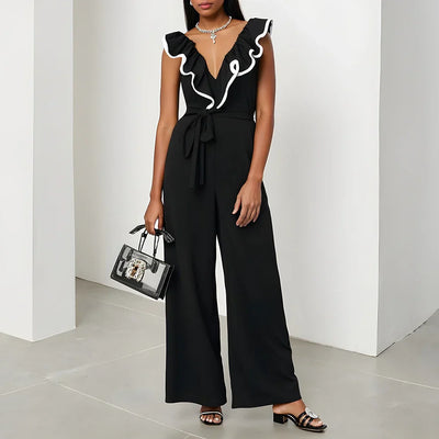 Merle™ - Schwarzer Jumpsuit mit Rüschen