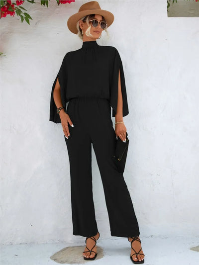 Élisse™ - Schicker Jumpsuit mit geschlitzten Ärmeln und hohem Halsausschnitt