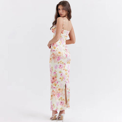 Lucy™ - Maxikleid aus Satin mit Blumenmusters