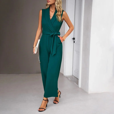 Delphine™ - Wickel-Jumpsuit mit Schleife und Reverskragen