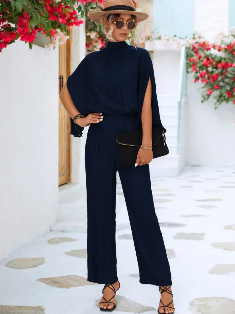 Élisse™ - Schicker Jumpsuit mit geschlitzten Ärmeln und hohem Halsausschnitt