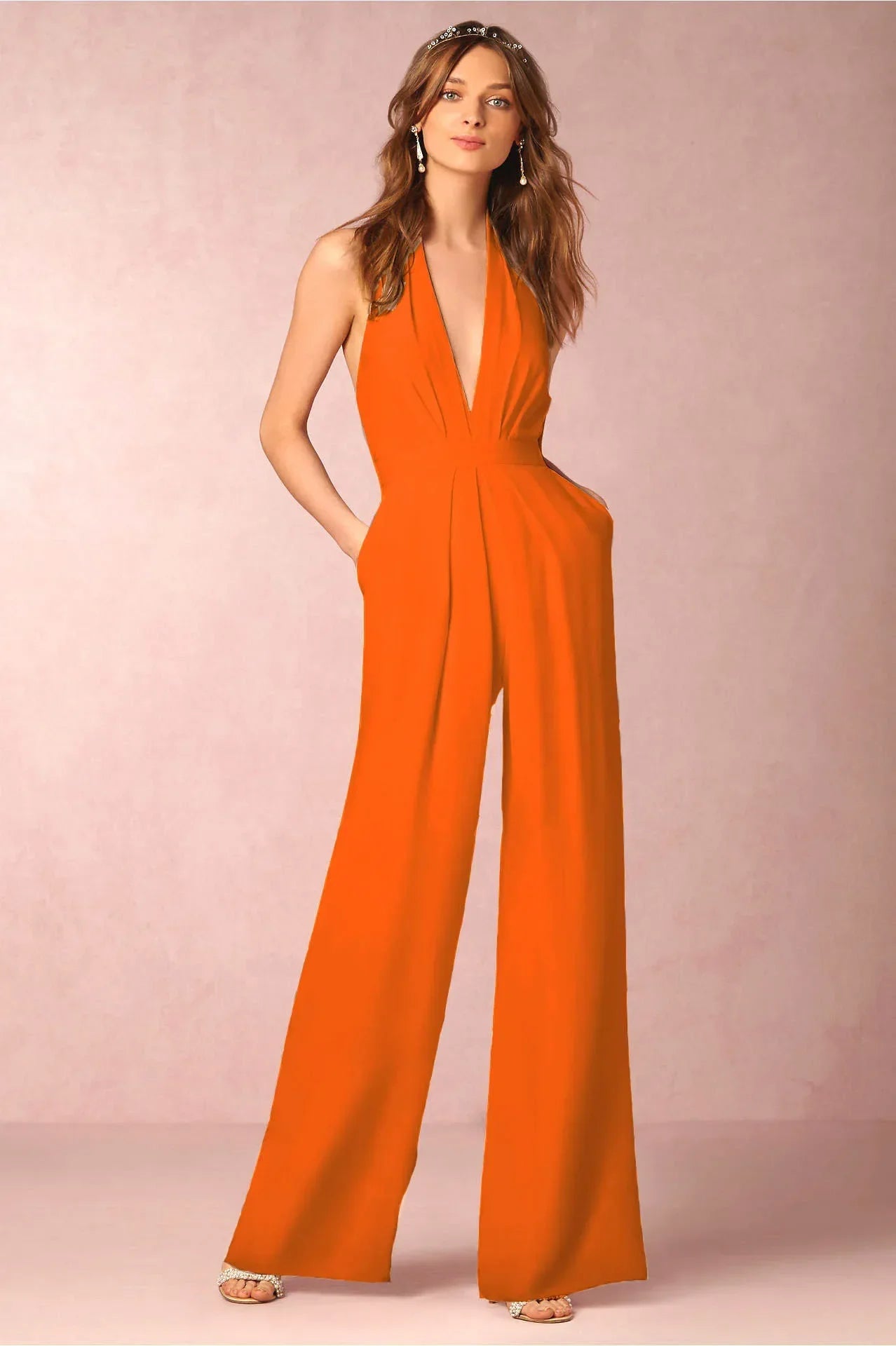 Aurélie™ - Eleganter Jumpsuit mit Neckholder und fließenden Falten