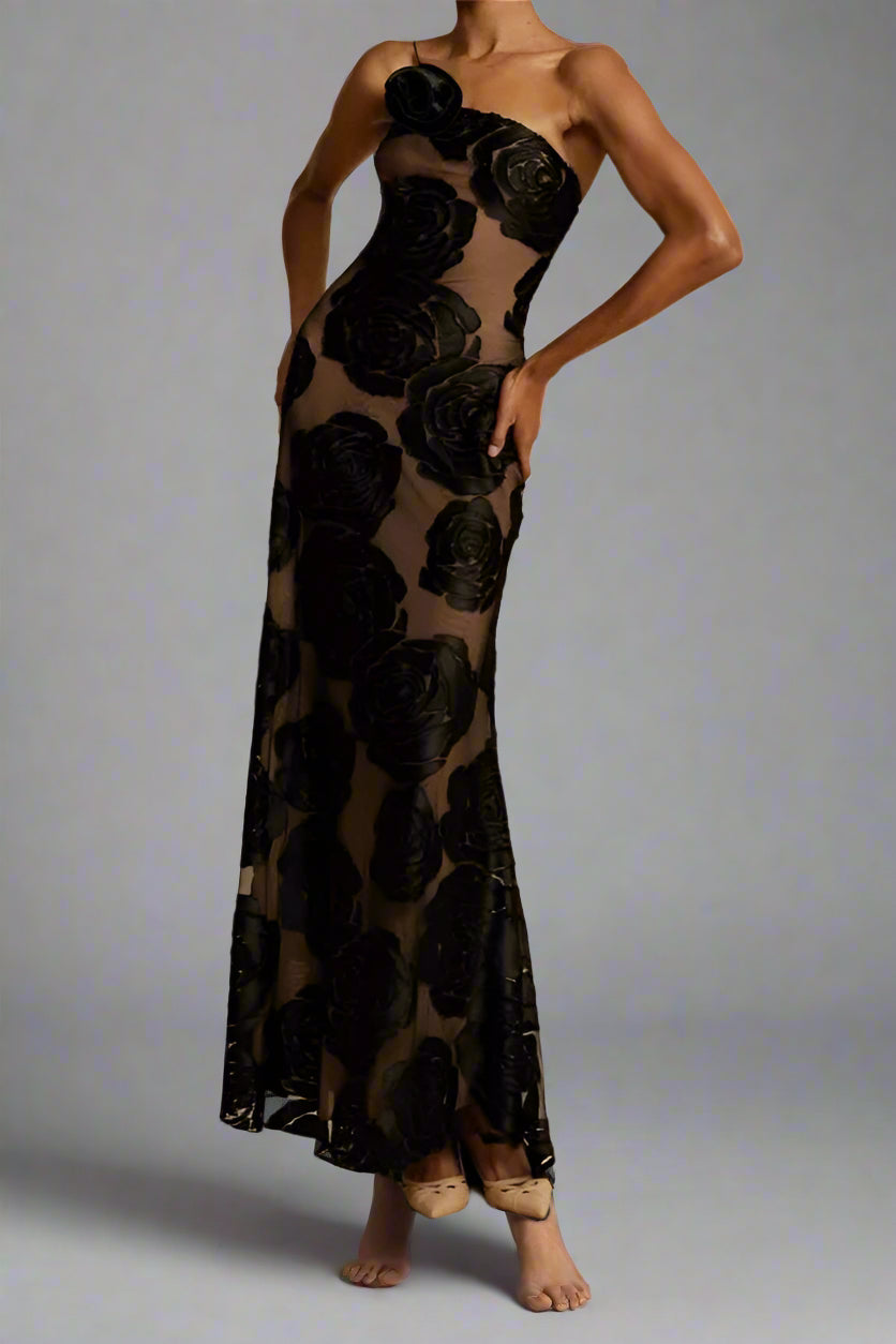 Fabienne™ - Ein-Schulter-Maxikleid mit Blumenmuster