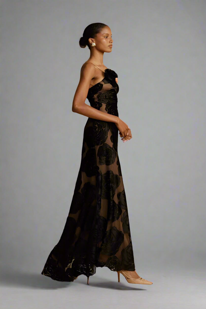 Fabienne™ - Ein-Schulter-Maxikleid mit Blumenmuster
