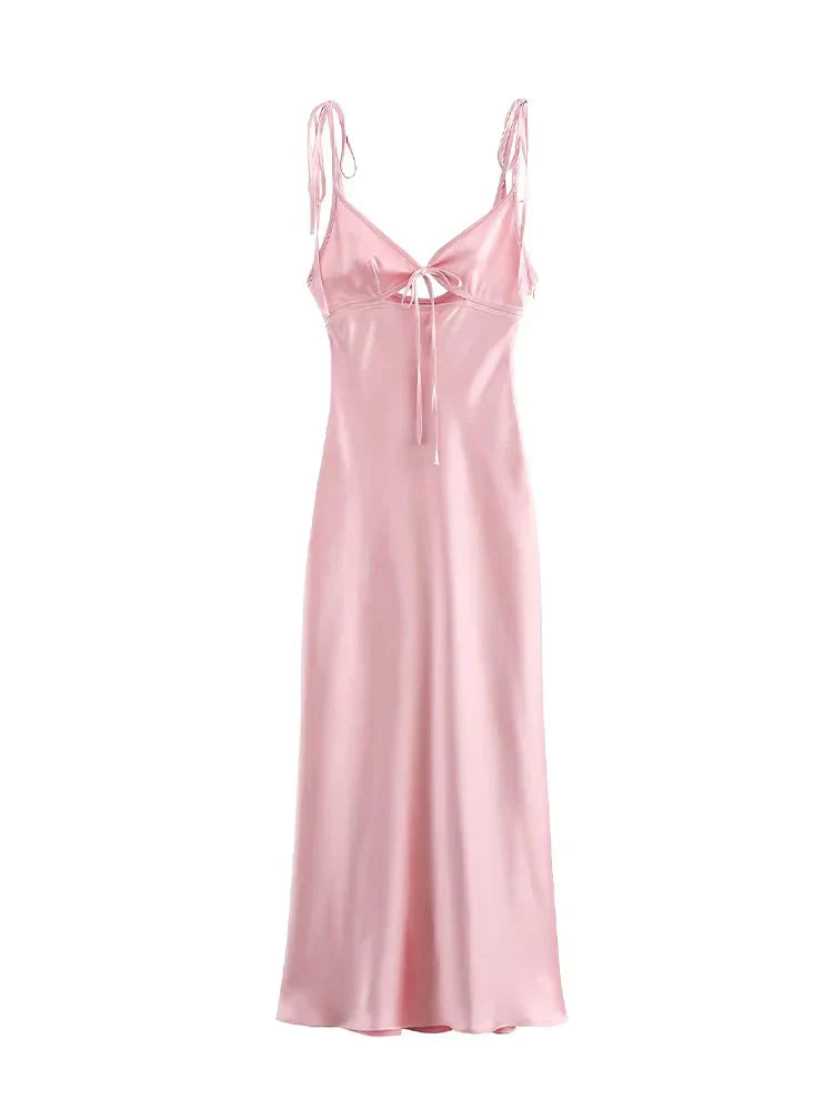 Ayla™ - Ärmelloses Satin Maxikleid