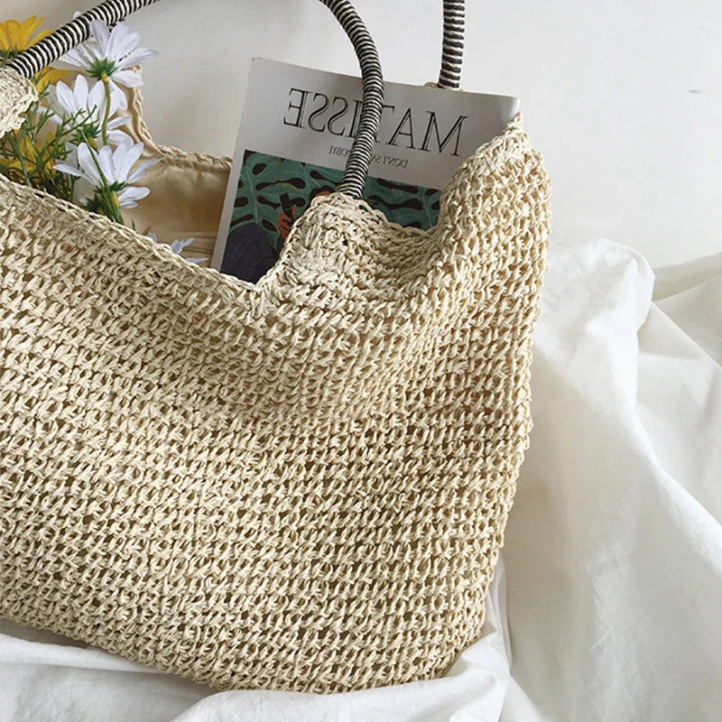Mara™ - Strand Vintage Handmade Woven Shoulder Bag Raffia Rattan Shopping Bags Bohemian Ladies Summer Travel Vacation Casual Totes