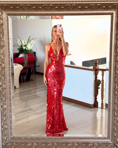 Kalea™ - Pailletten Maxi Langes Kleid