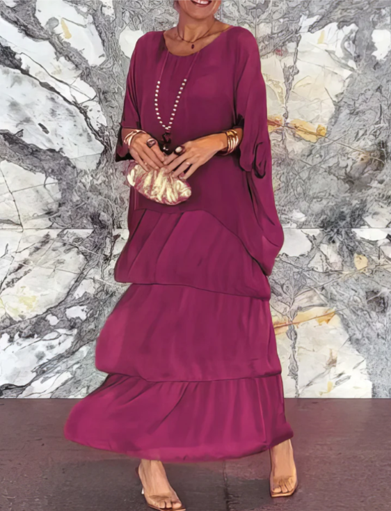 Caroline™ -  Lockeres Maxikleid mit Rundhalsausschnitt