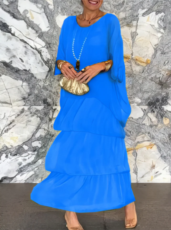 Caroline™ -  Lockeres Maxikleid mit Rundhalsausschnitt