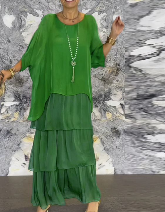 Caroline™ -  Lockeres Maxikleid mit Rundhalsausschnitt