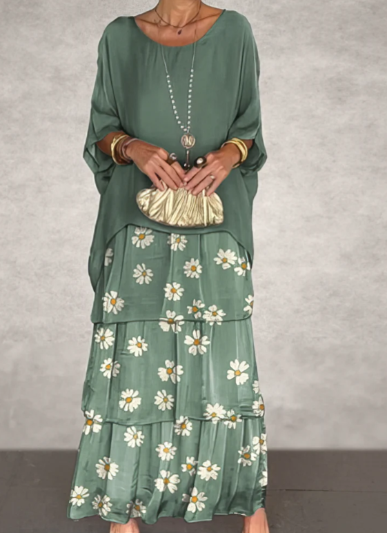 Caroline™ -  Lockeres Maxikleid mit Rundhalsausschnitt