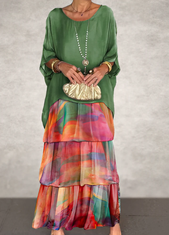 Caroline™ -  Lockeres Maxikleid mit Rundhalsausschnitt