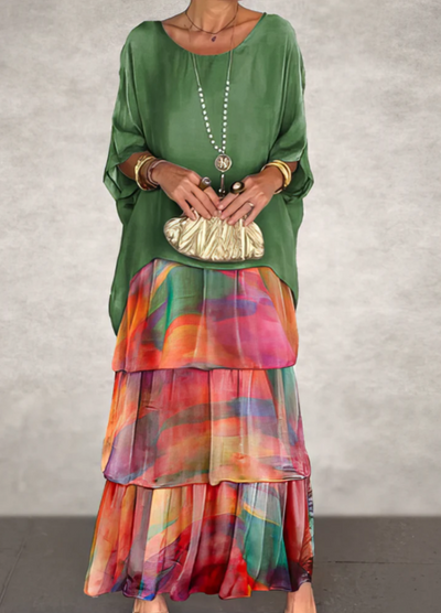 Caroline™ -  Lockeres Maxikleid mit Rundhalsausschnitt