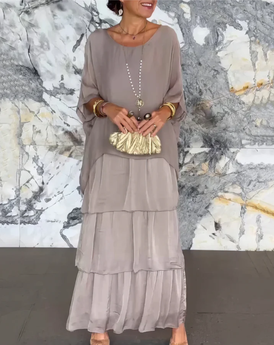 Caroline™ -  Lockeres Maxikleid mit Rundhalsausschnitt