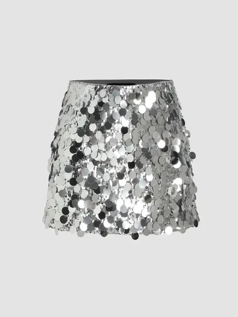 Rebecca™ - Paillettenrock Silber/Schwarz Perfekter Festtagsrock