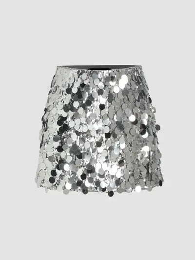 Rebecca™ - Paillettenrock Silber/Schwarz Perfekter Festtagsrock