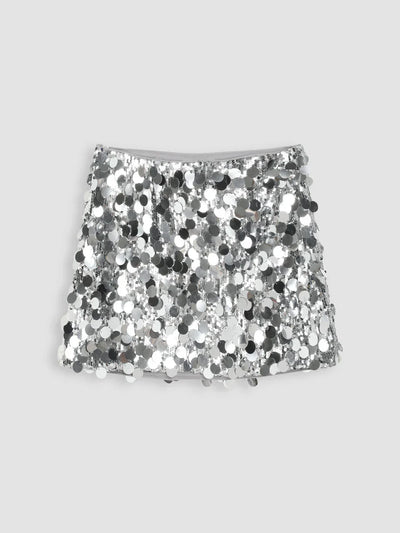 Rebecca™ - Paillettenrock Silber/Schwarz Perfekter Festtagsrock