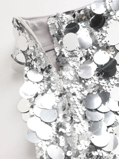 Rebecca™ - Paillettenrock Silber/Schwarz Perfekter Festtagsrock