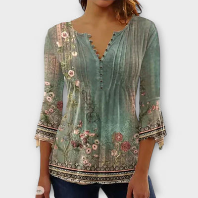 Juliane - V-Ausschnitt Bluse mit Ärmeln